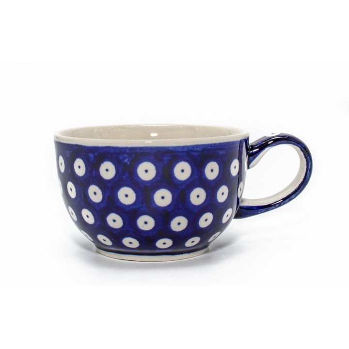 Ceasca pentru cafea Blue Eyes, ceramica smaltuita, pictata manual, 210 ml