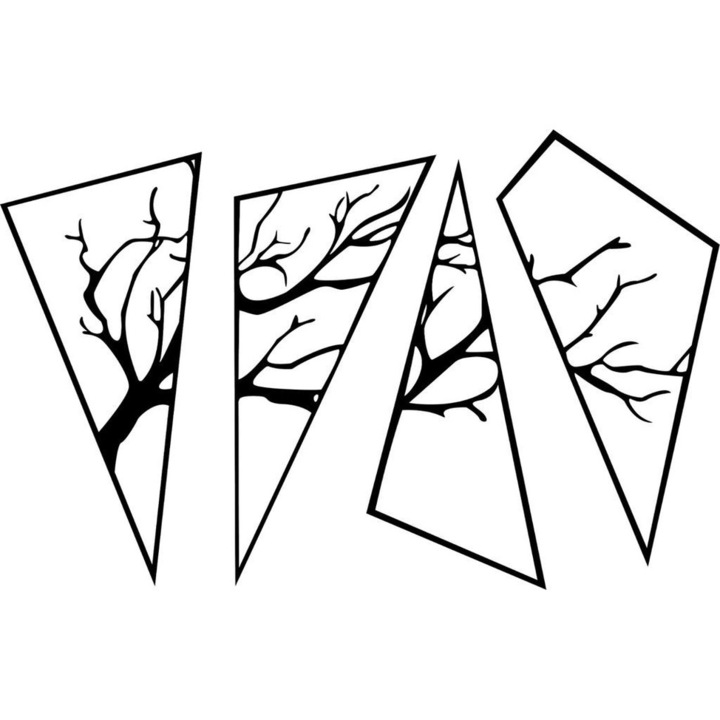 Decoratiune metalica, Arbore 4 bucati, 110x75