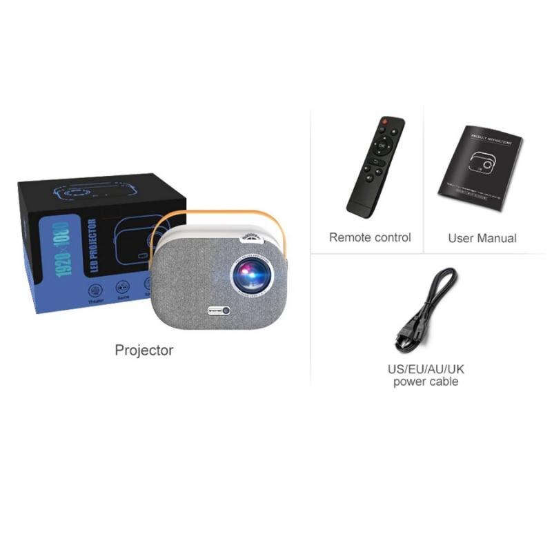 BYINTEK K16Pro 4K mini videoprojektor, 3000:1, Lumens 300 ANSI, beépített  hangszórók, WiFi, Bluetooth 5.0, Android 9.0, Airplay, fehér/szürke 