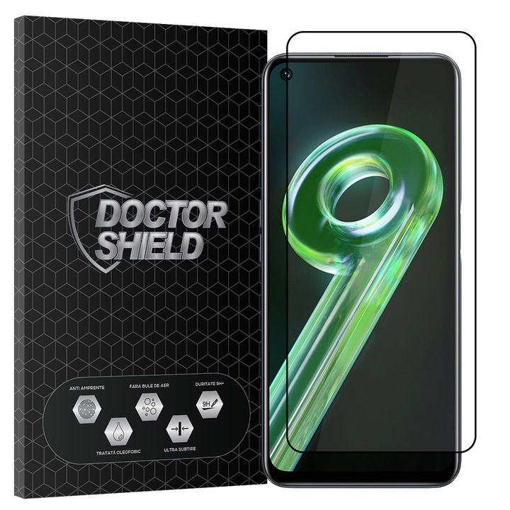 Folie Sticla Dr.Shield, Compatibil cu Realme 9 5G, Full Glue, Protectie Profesionala 2.5D