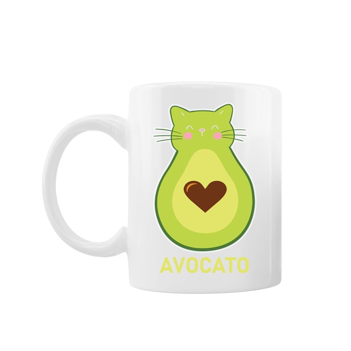 Kávés/teás bögre, Oktane, 330 ml, "Avocato", kerámia, fehér