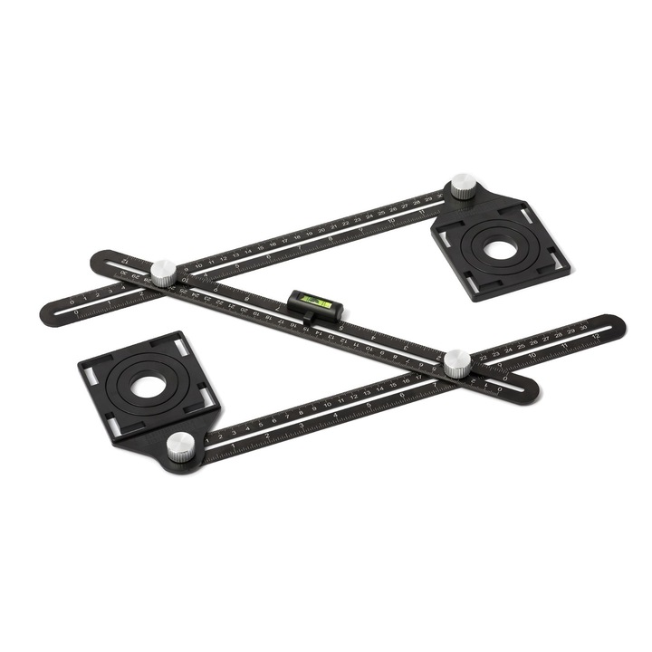 Sablon reglabil pentru gauri, nivel, 25 - 75 mm, Silver