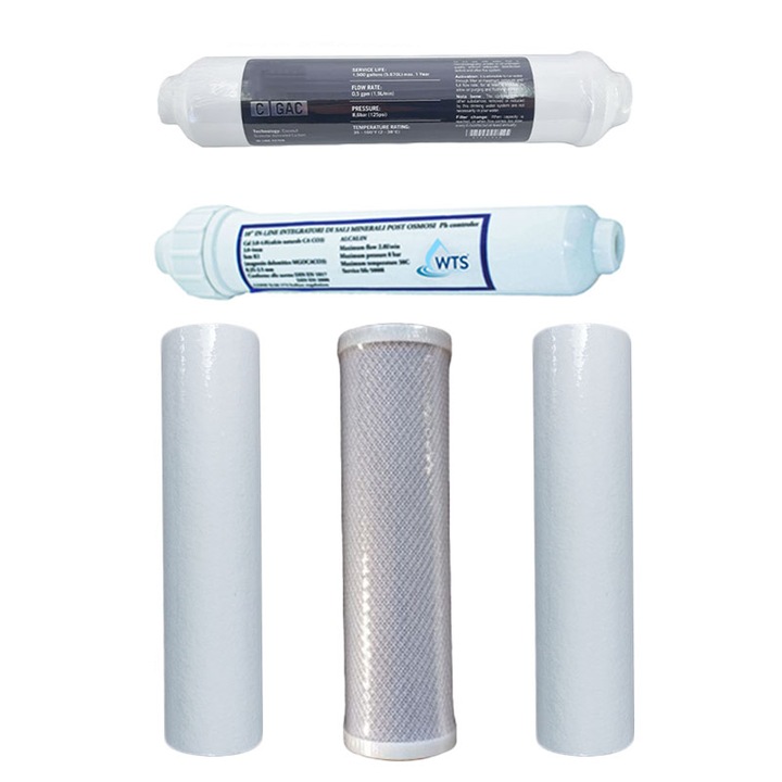 Set cartuse 5 stadii WTS Economy cu Ph-Remineralizare pentru sistemul de osmoza inversa