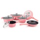 Set oale si tigai cu capac, Royalty Line, Marmura, 6 piese, Diferite dimensiuni, Strat antiaderent, Roz