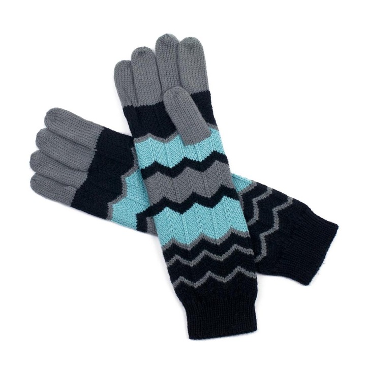 Дамски ръкавици Wilson, Art of Polo, акрил, синьо/сиво/черно, един размер
