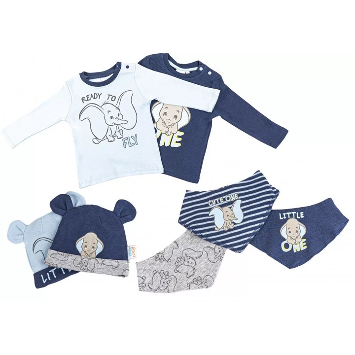 Set 7x hainute bebelusi Disney Dumbo, Jorg, Bumbac, 86/92 cm, Multicolor