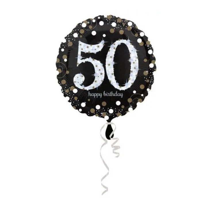 Happy Birthday 50 fólia lufi 43cm fekete