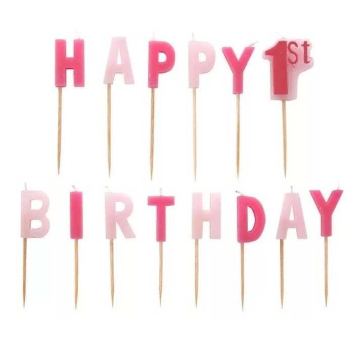 Комплект свещи за торта First Birthday girl 14 БР