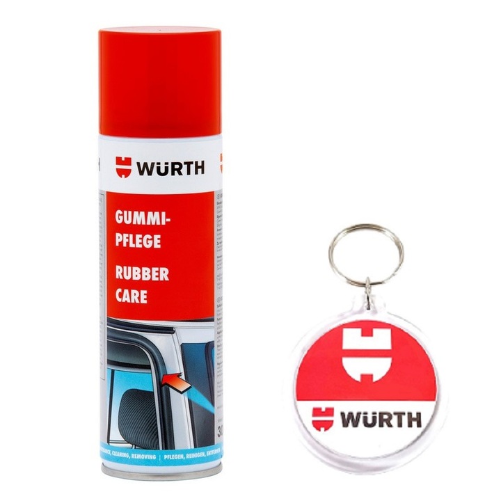 Set Spray intretinere cauciuc/chedere 300 ml cu Breloc Wurth