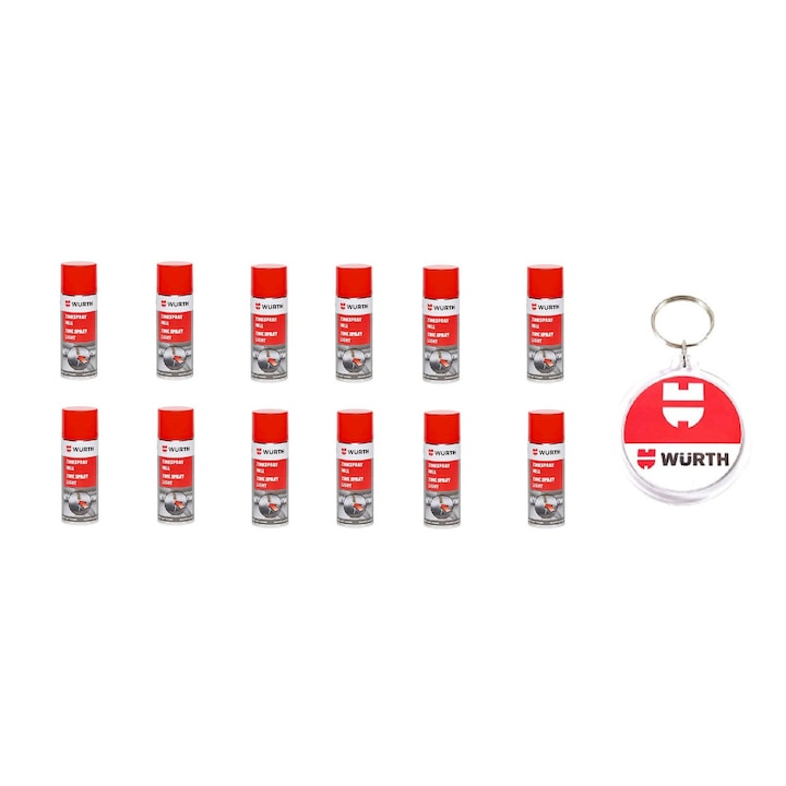 Set Set Spray zinc deschis 400 ml, 12 bucati cu Breloc Wurth