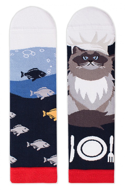 Sosete bumbac Cat Chef, 35-38 EU, Multicolor