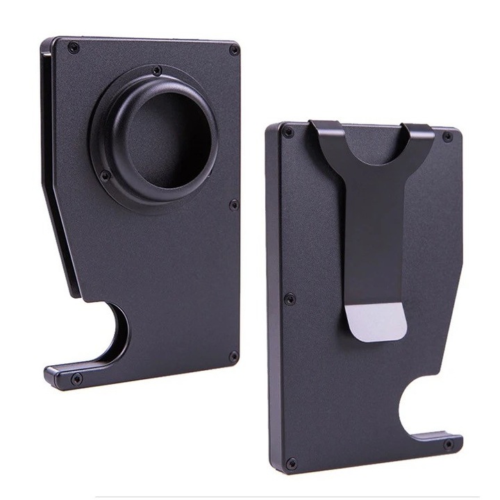 THD kártyás férfi pénztárca, Airtaggal szerelve, fém, minimalista dizájn, fekete