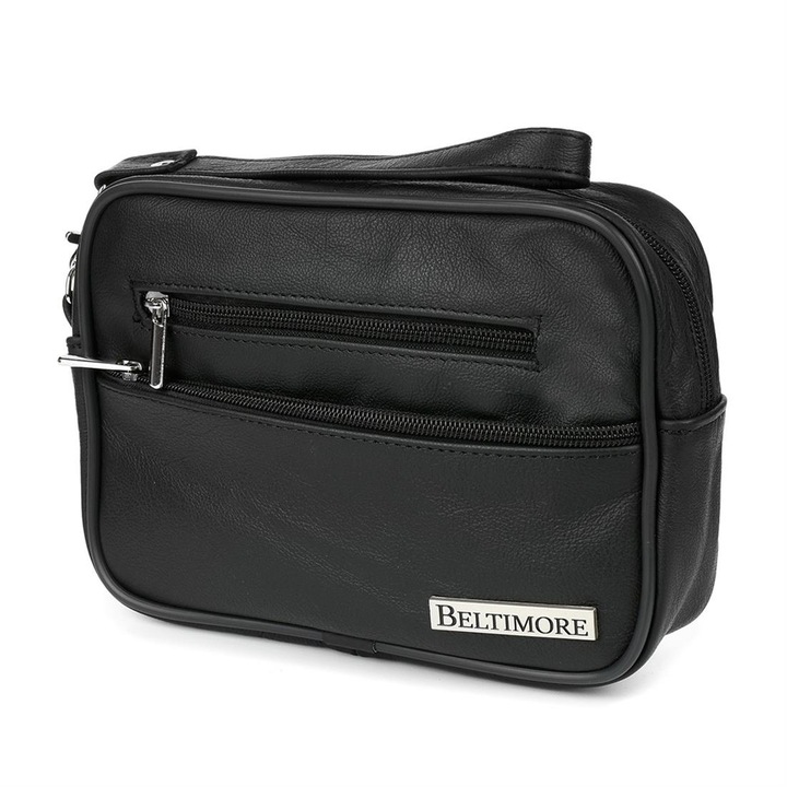 Férfi táska, Baltimore, Bőr, Fekete