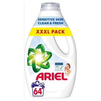 Detergent lichid Ariel Sensitive Skin Clean & Fresh, 3.2 L,64 spalari
