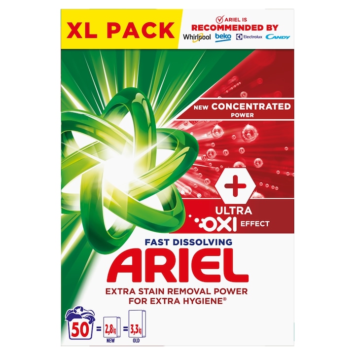 Прах за пране Ariel +, Extra power, за 50 пранета, 2,75 кг.