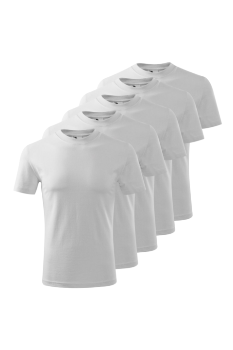 5 db-os unisex póló készlet, fehér, 101CLASSIC-5, Többszínű