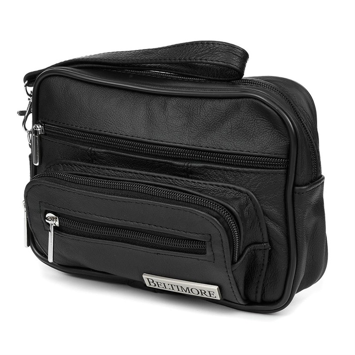 Férfi táska, Baltimore, Bőr, Fekete