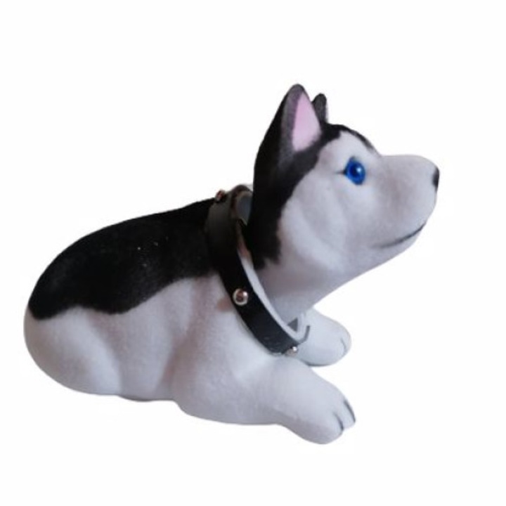 Люлееща се фигурка на куче, модел хъски, лесна система за закрепване, 13x5x6см