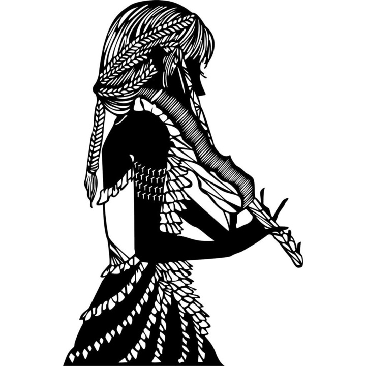 Decoratiune metalica, Fata cu vioara, 45x67 cm, negru