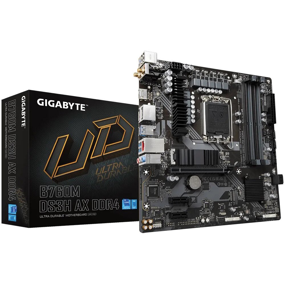Placa de baza Gigabyte B760M DS3H AX DDR4, Socket 1700, WIFI 6