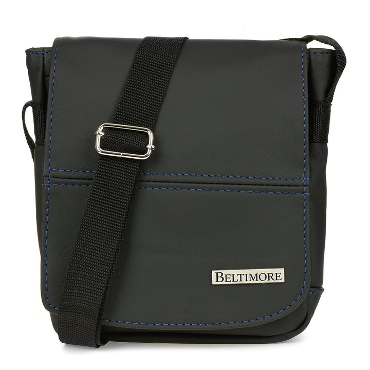 Férfi táska, Baltimore, Bőr, Fekete