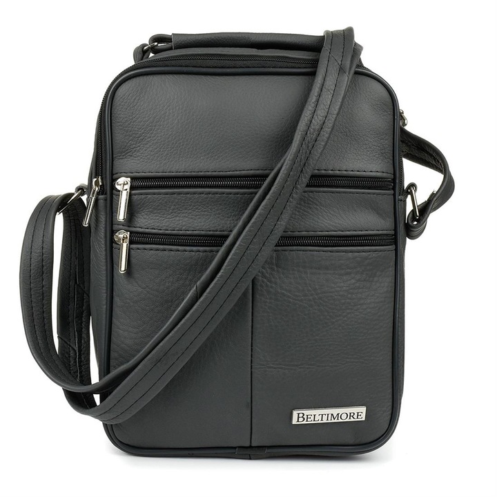 Мъжка чанта, Baltimore, кожа, сива
