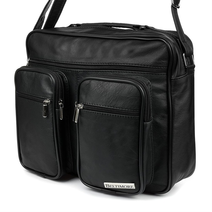 Férfi táska, Baltimore, Bőr, Fekete