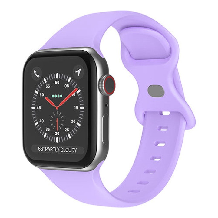 Curea Silicon compatibila cu Apple Watch Ultra3/Ultra 2/Ultra/SE3/SE2/SE/11/10/9/8/7/6/5/4/3/2/1 - 42/44/45/46/49MM CASEY STUDIOS™, Ajustabila, Silicon Moale placut la atingere, Liliac