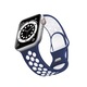 Curea Silicon compatibila cu Apple Watch SE3/SE2/SE/11/10/9/8/7/6/5/4/3/2/1 - 38/40/41/42MM CASEY STUDIOS™, cu Perforatii, Nike+, Sport, Ajustabila, Silicon Moale placut la atingere, Albastru inchis Alb