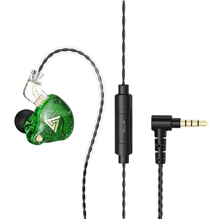 QKZ AK6 Pro 1DD Dinamikus fülhallgató, mélyhang, HI-RES audio, monitor, sport, zajszűrő, zöld