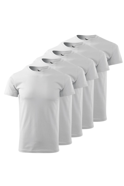 5 db unisex póló készlet, fehér, 137 HEAVY NEW-5A, Fehér