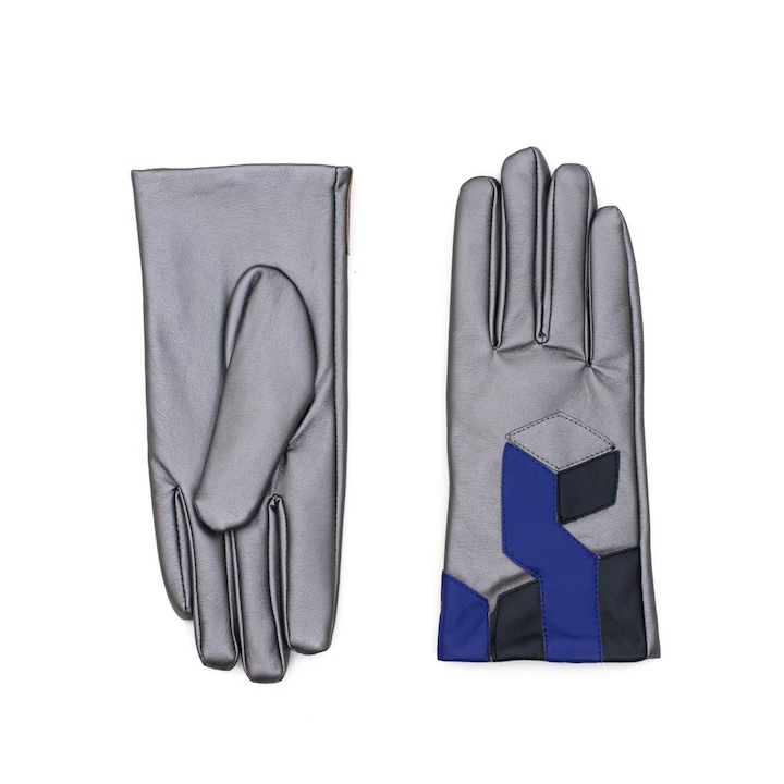 Дамски ръкавици Маями, Art of Polo, Екологична кожа, Сиво/Синьо, Един размер