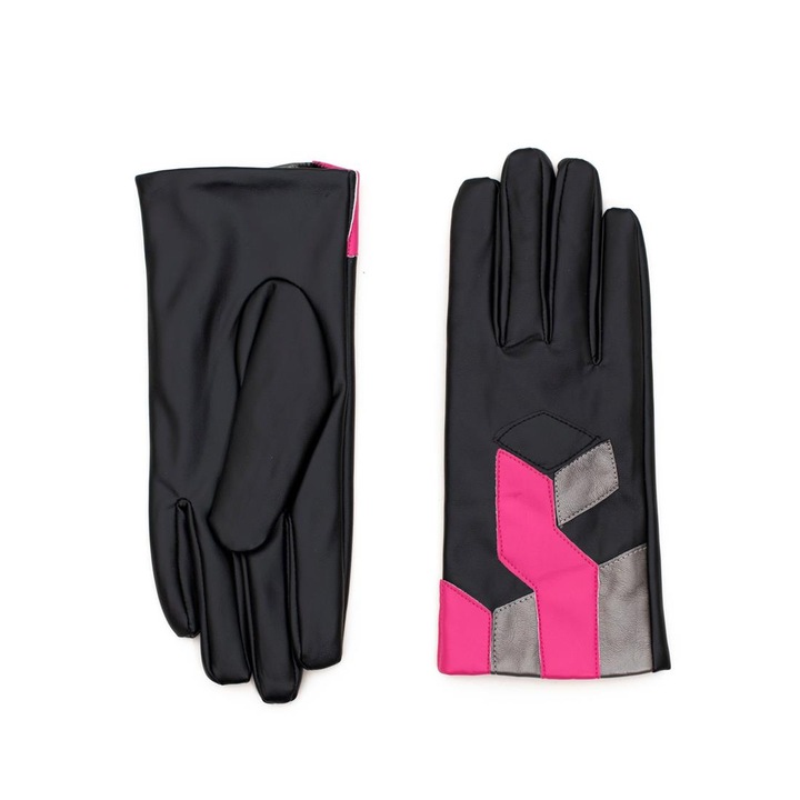 Дамски ръкавици Маями, Art of Polo, Екологична кожа, Черно/Розово, Един размер