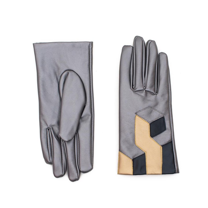 Дамски ръкавици Art of Polo, Екологична кожа, Сив/Златист, Един размер