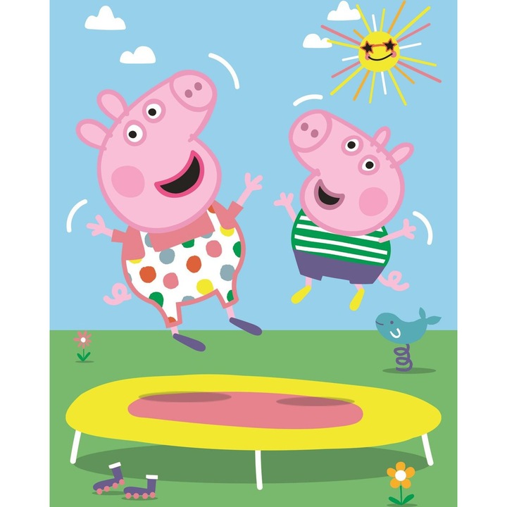 Puzzle, Trefl, Peppa Pig Trambulinon, 20 db, Többszínű