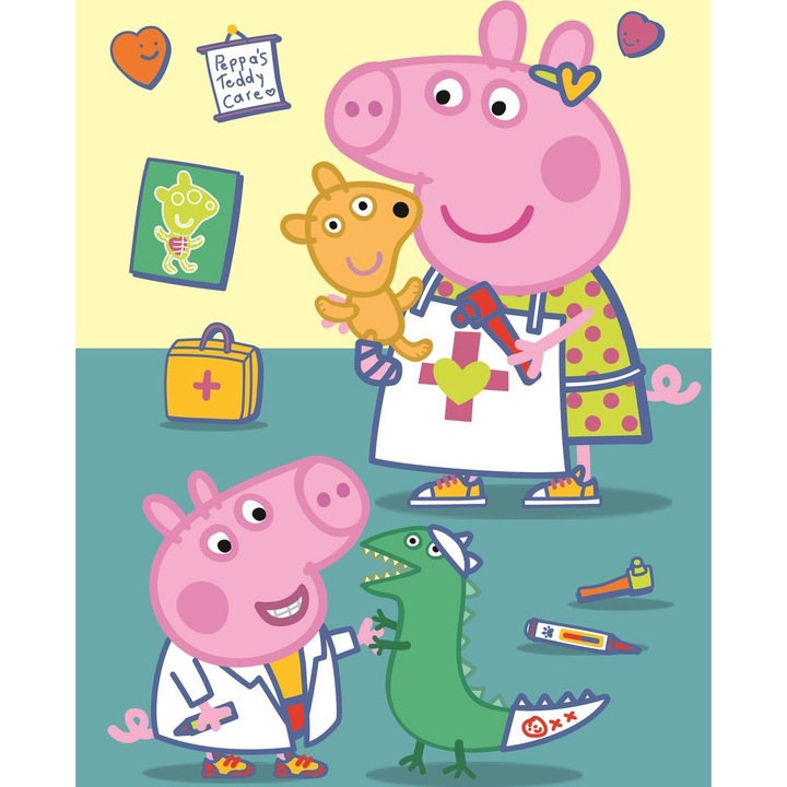 Пъзел, Trefl, Модел на прасето Пепа: Здравен преглед, 20 части, многоцветен