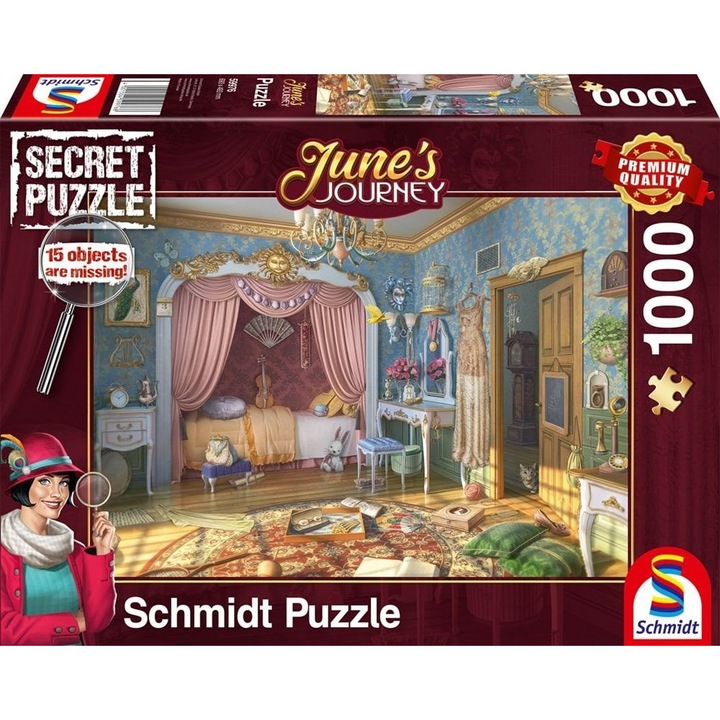 Пъзел June's Journey: Спалнята на мис Джун, Schmidt, 1000 части, Многоцветен
