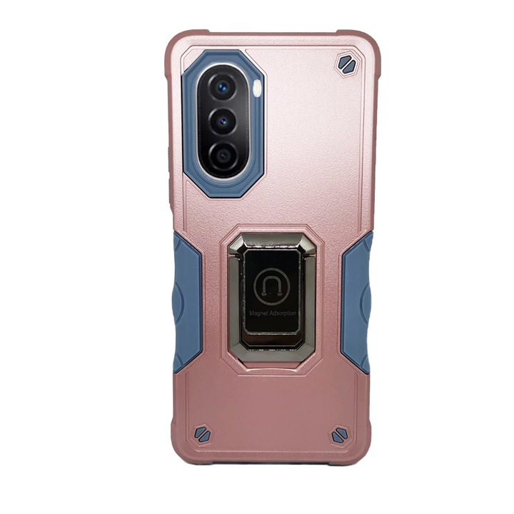 Husa Magnet Stand G-Tech, compatibila cu Honor Y70, Antisoc Defender, Magnet suport auto incorporat, Functie stand, Policarbonat, Roz