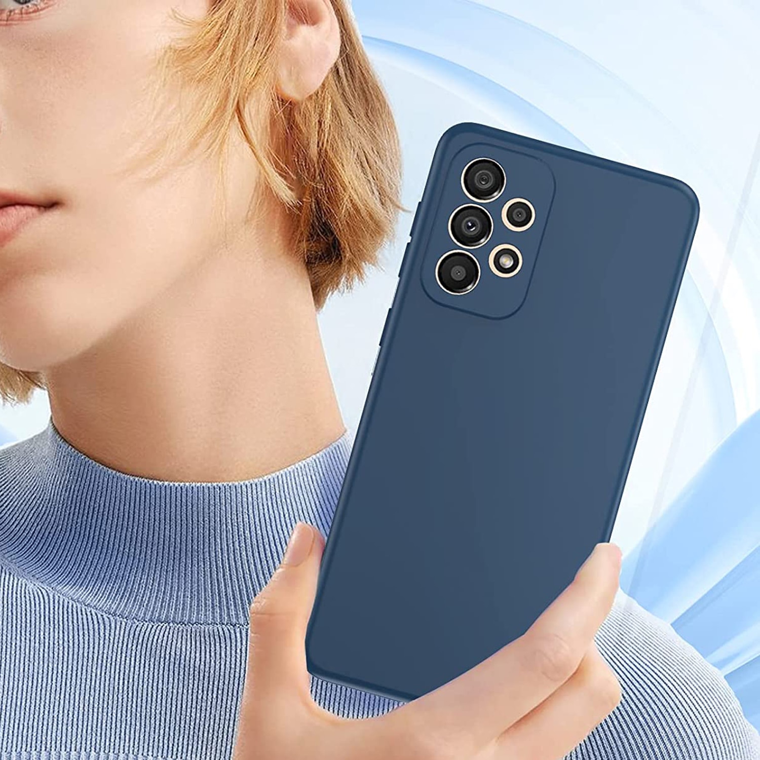 Husa PremiumCell pentru Samsung Galaxy A33 5G, Protectie camera, Interior de microfibra, Flexibila, Albastru