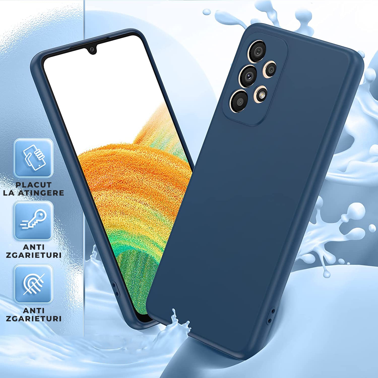 Husa PremiumCell pentru Samsung Galaxy A33 5G, Protectie camera, Interior de microfibra, Flexibila, Albastru