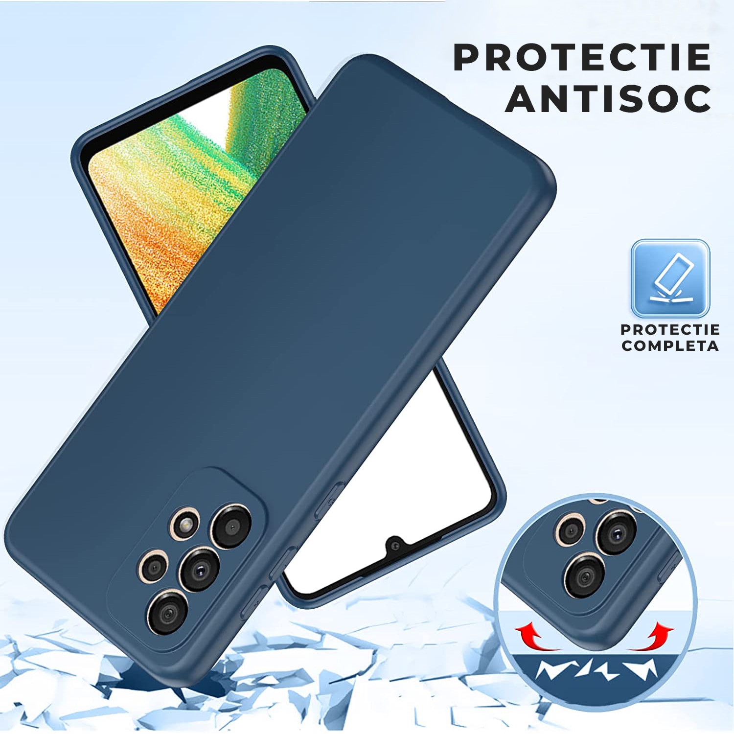 Husa PremiumCell pentru Samsung Galaxy A33 5G, Protectie camera, Interior de microfibra, Flexibila, Albastru