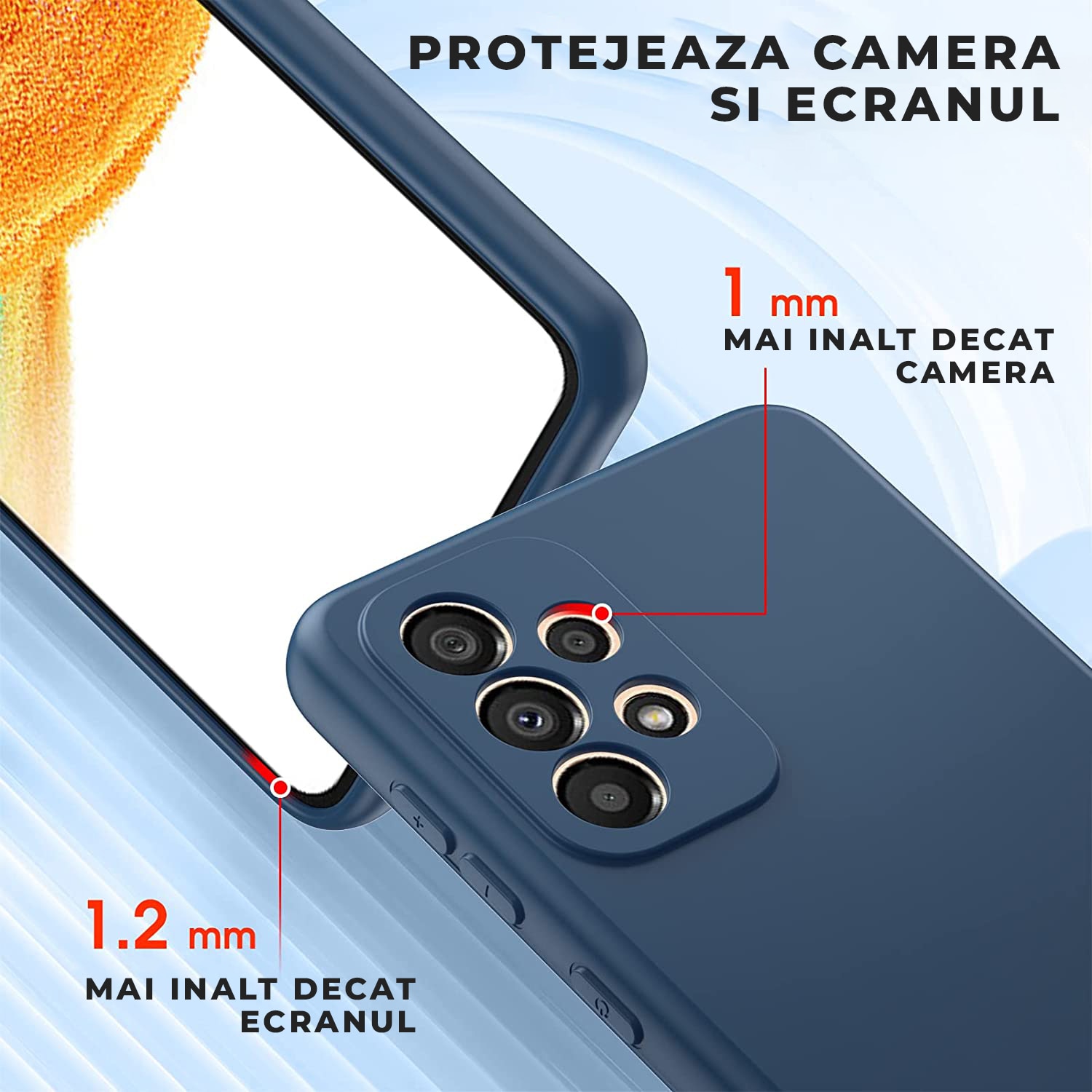 Husa PremiumCell pentru Samsung Galaxy A33 5G, Protectie camera, Interior de microfibra, Flexibila, Albastru