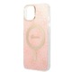 Husa telefon Guess pentru iPhone 14 Plus cu Incarcator wireless si cablu, Silicon, Magsafe, Roz