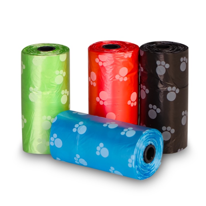 Set 4 role saci menajeri pentru fecale, Plastic, 26x30 cm, Multicolor
