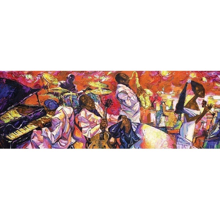 Art puzzle - Puzzle A jazz színei - Zenészi alakok - Panoráma - 1 000 darab