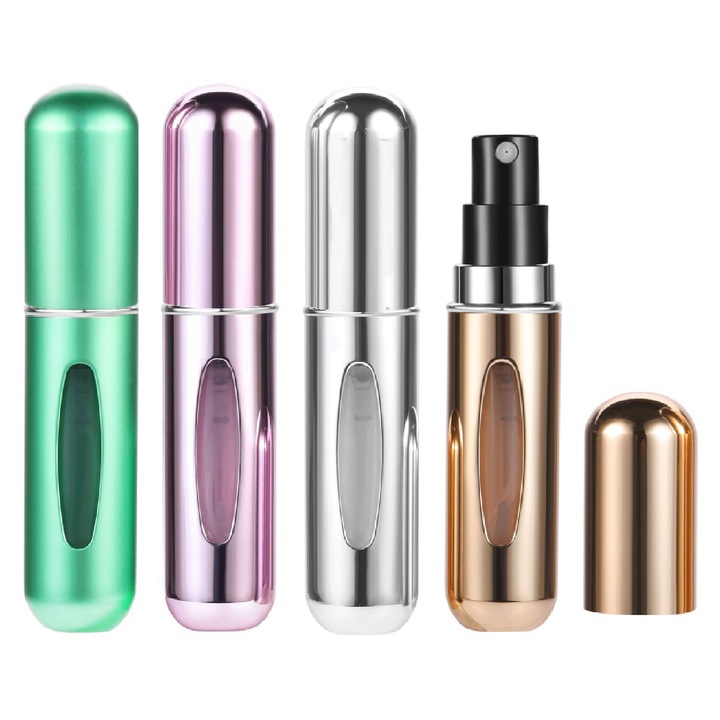 Amtok parfümös üveg készlet, 4 db, Újratölthető, 5ml, Többszínű