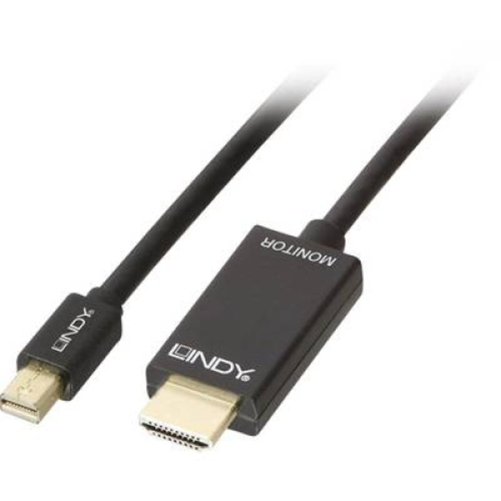 Cablu display, LINDY, HDMI, 1x mufa Mini DisplayPort - 1x mufa HDMI, 3 m, Negru