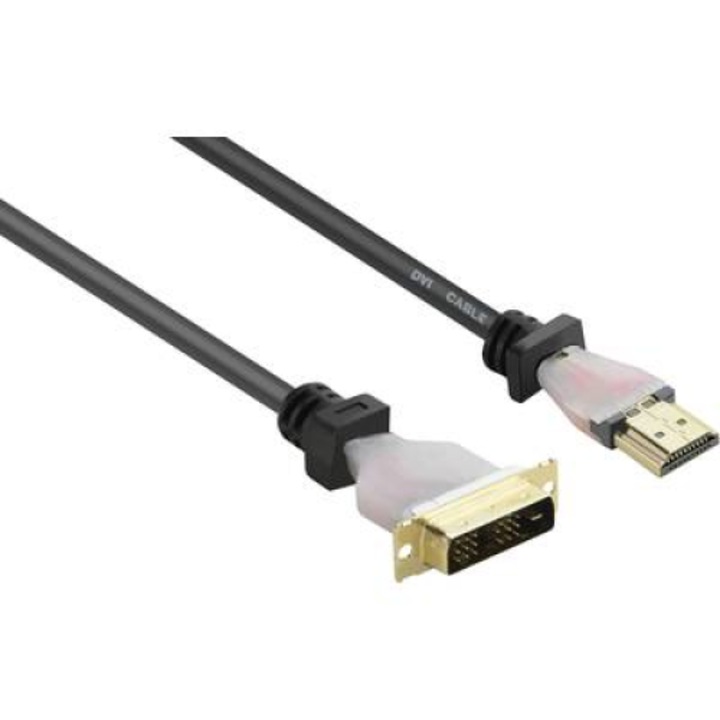 HDMI / DVI свързващ кабел [1x HDMI щепсел - 1x DVI щепсел, 18+1 полюса] 5 m черен Renkforce (RF-4212219)