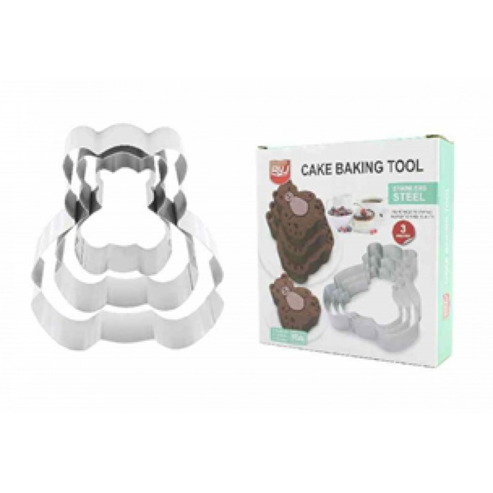 Forma ursulet pentru prajituri, Enger, Inox, 3 piese