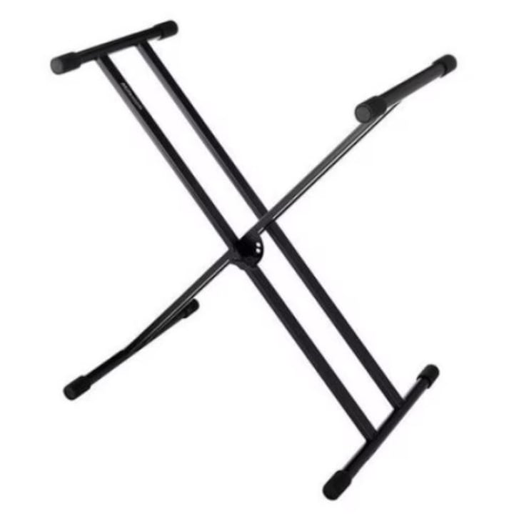 Stativ pentru Orga, Inaltime si Latime Ajustabile, Capacitate Maxima 25 Kg, Insertii de Cauciuc, Constructie In X, Picioare Anti-alunecare, Design Clasic, Negru